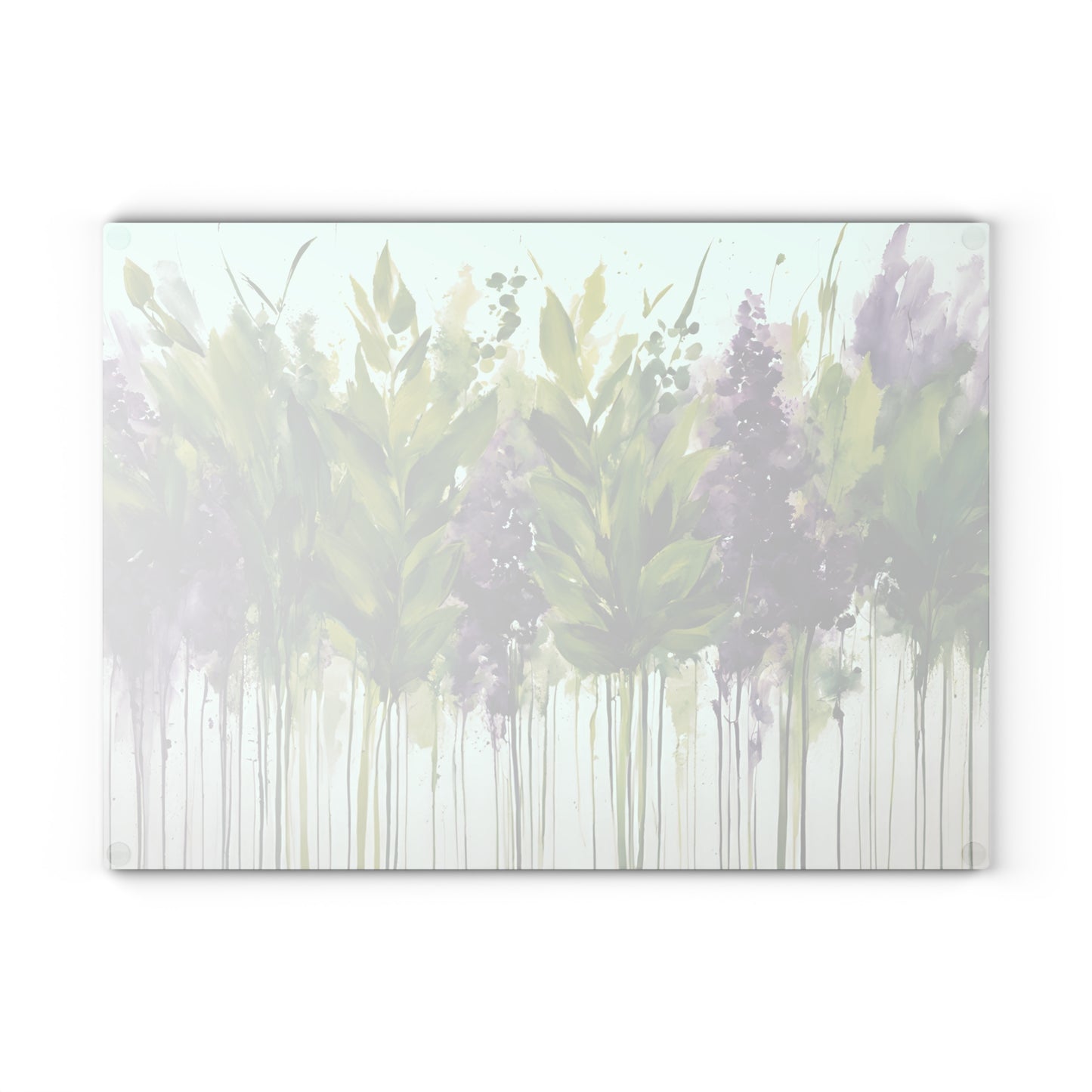 Kitchen Decor Glass Cutting Board Serving Tray with Herbal Pattern Cutting Board Gift for Home Cook Charcuterie Board