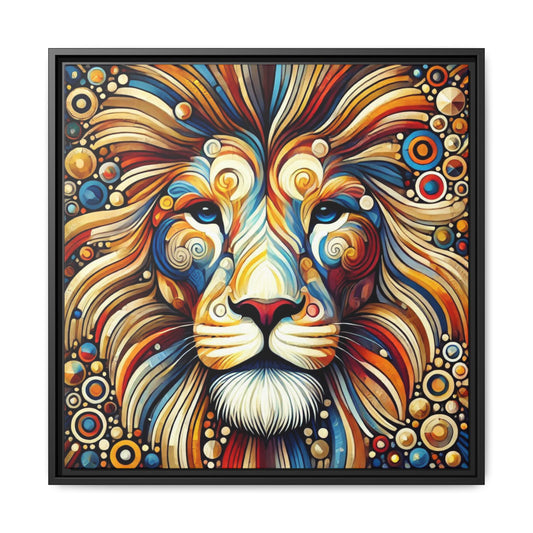 Modern Lion Print Abstract Design Unique Framed Canvas Print King of Jungle Wall Art Animal Lover Gift Nature Lover Decor 3 frame colors