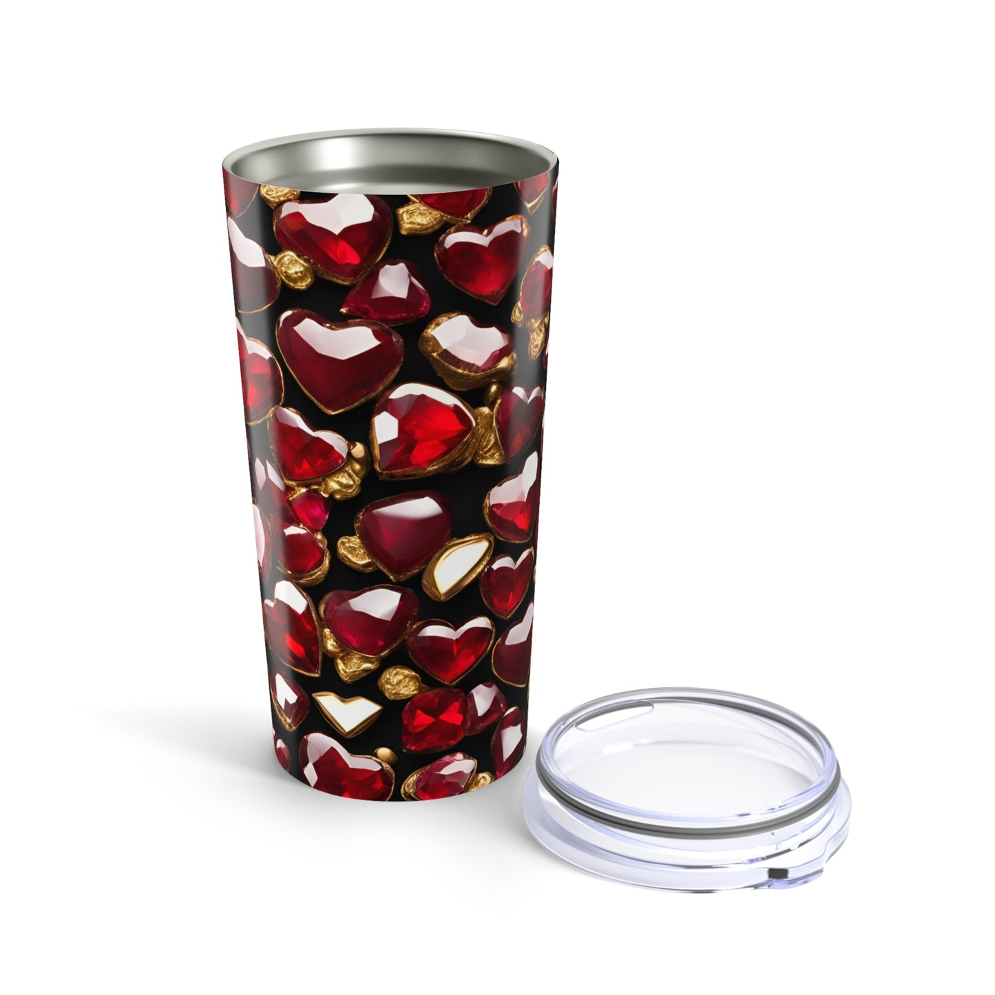 Ruby and Gold Hearts Tumbler Valentine's Gift for Her Love Friendship Gift Tumbler Gemstone Lover Rhinestone Crystal Design Tumbler