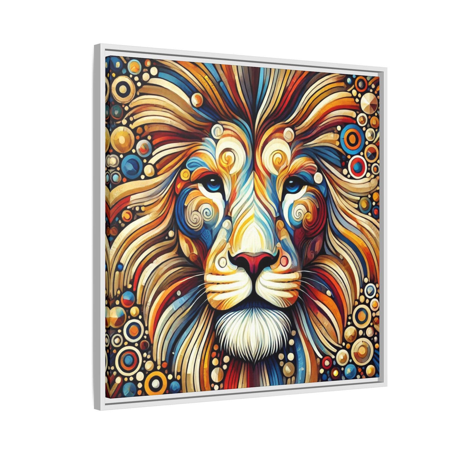 Modern Lion Print Abstract Design Unique Framed Canvas Print King of Jungle Wall Art Animal Lover Gift Nature Lover Decor 3 frame colors