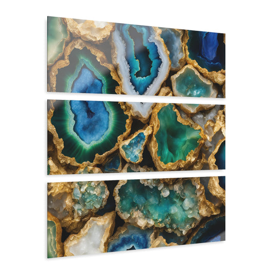 Stunning Geode Quartz Crystal Design Triptych Acrylic Print Wall Art Nature Lover Gift Geology Rock Lover Gift