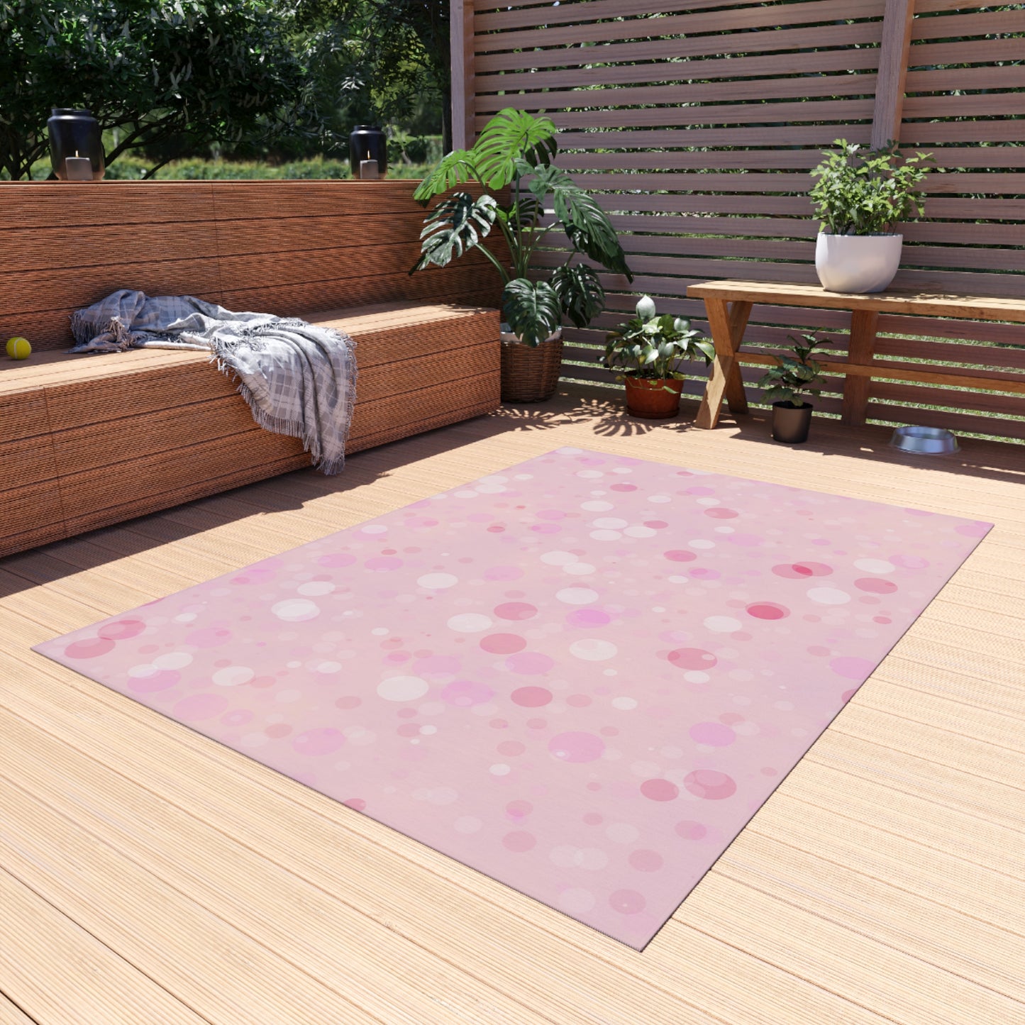 Pink Chenille Outdoor Rug with No-Skid Backing Cozy Outdoor Carpet Patio Decor Gazebo Rug Pool Area Decor Outdoor Kitchen Carpet