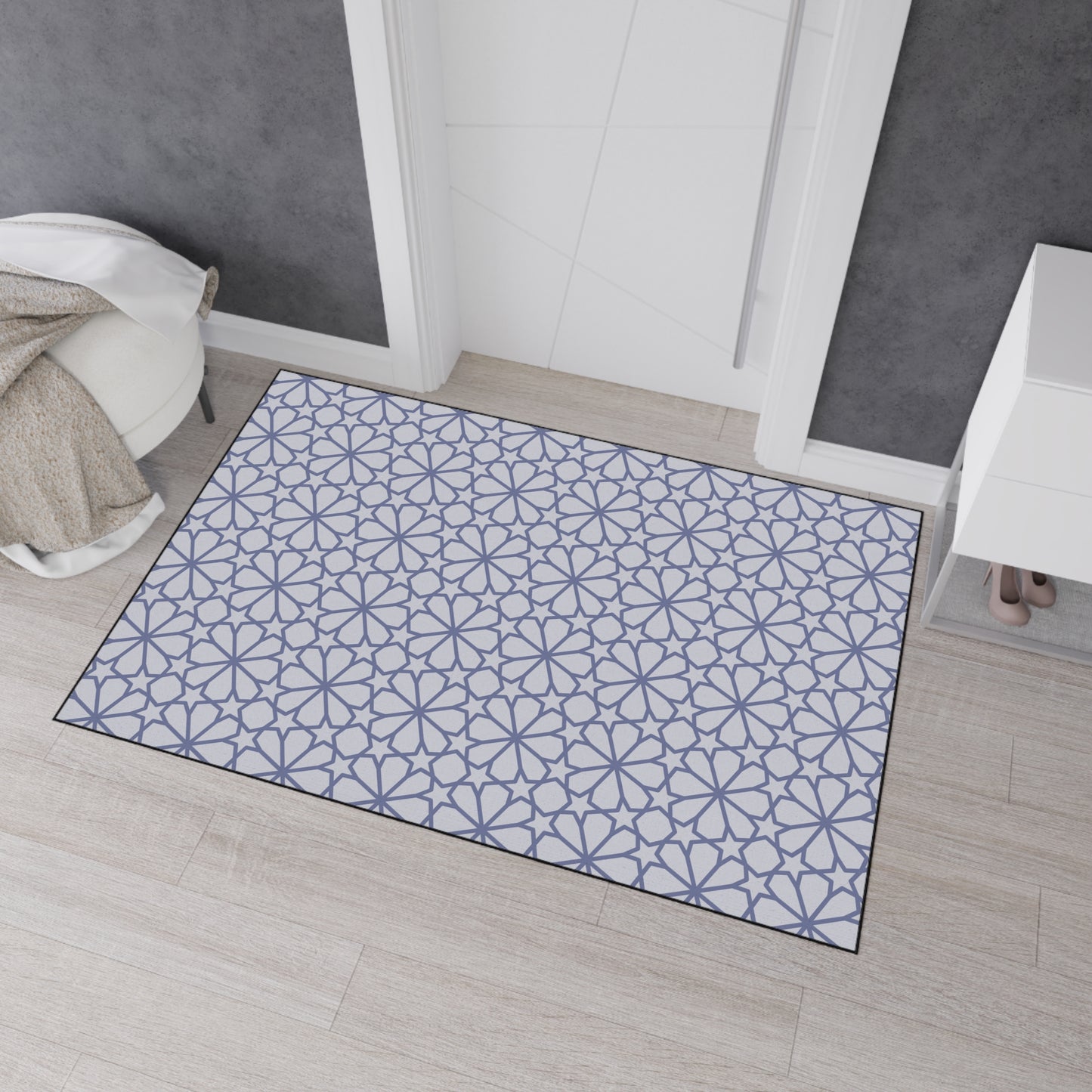 Decorative Heavy Duty Non-Slip Floor Mat Stylish Design Perfect for Entryway Kitchen Décor Grey Floral Geometric Design Rug Bathroom Mat