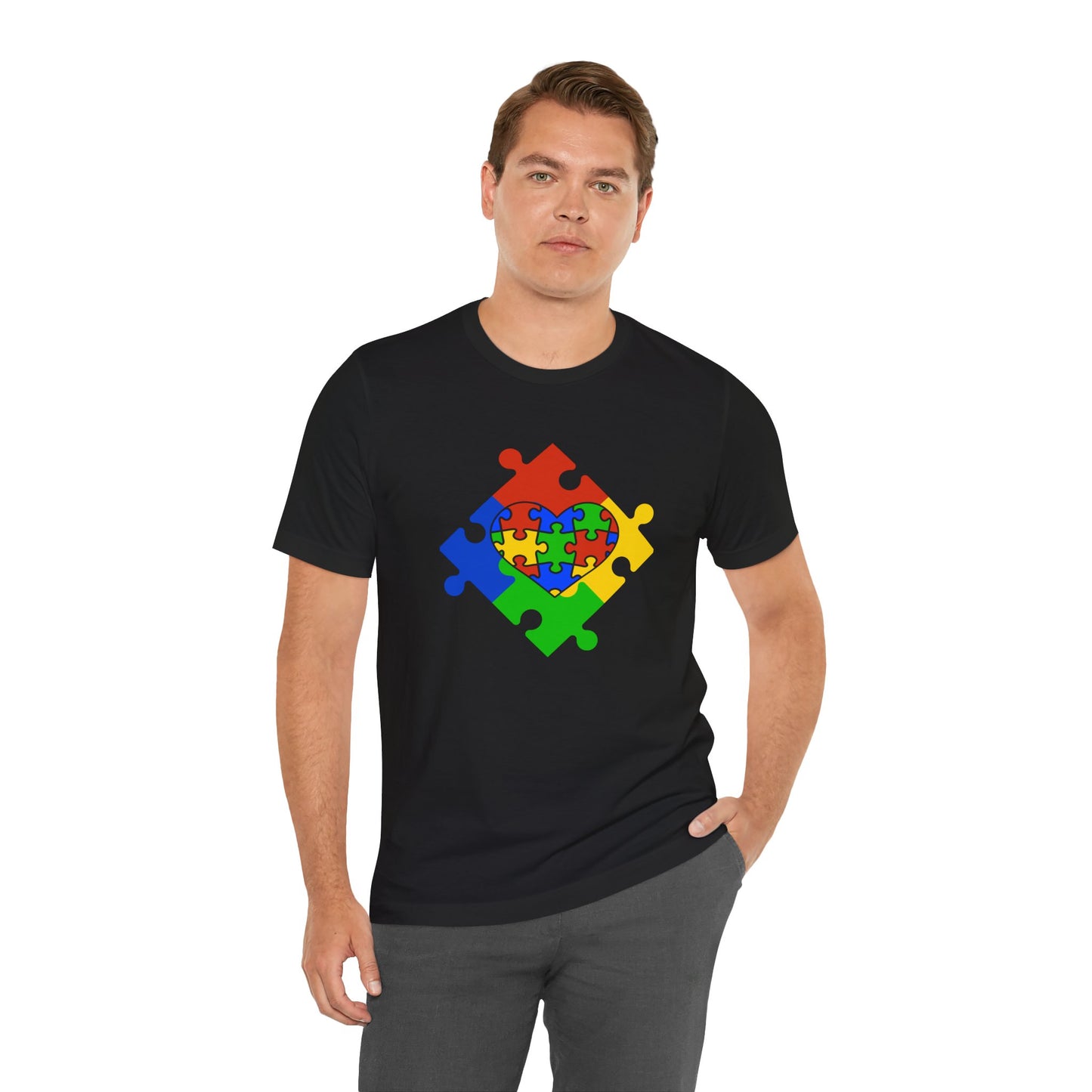 Autism Spectrum Awareness and Love T-Shirt Gift for Teacher Christmas Present Unique Special Needs Gift Unisex Jersey Short Sleeve Tee