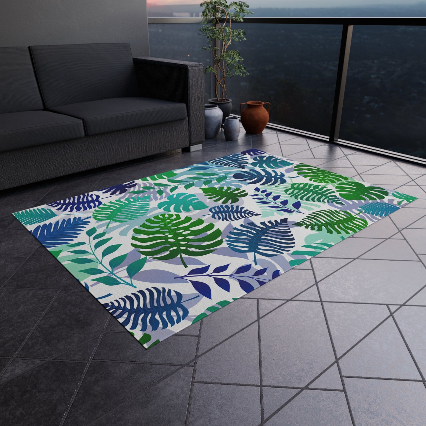 Tropical Chenille Outdoor Rug with No-Skid Backing Cozy Outdoor Carpet Patio Decor Hawaiian Floral Beachy Gazebo Rug Pool Area Decor