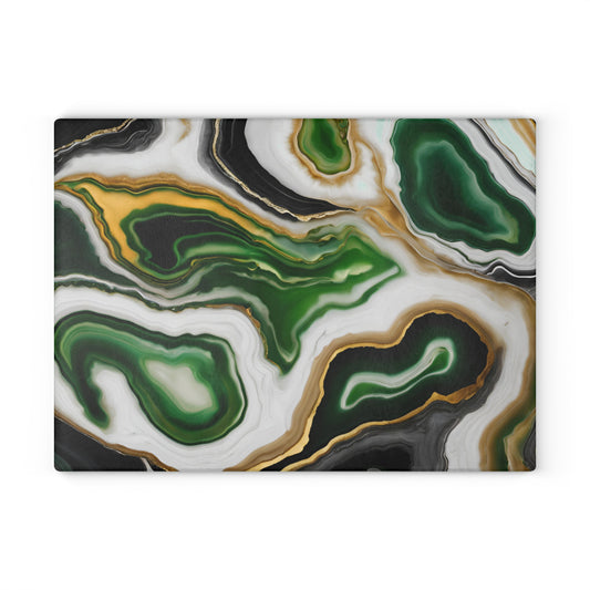 Kitchen Decor Glass Geode Agate-Themed Image Unique Rock Lover Cutting Board Serving Tray Home Cook Gift Marble-look Glass Charcuterie Board