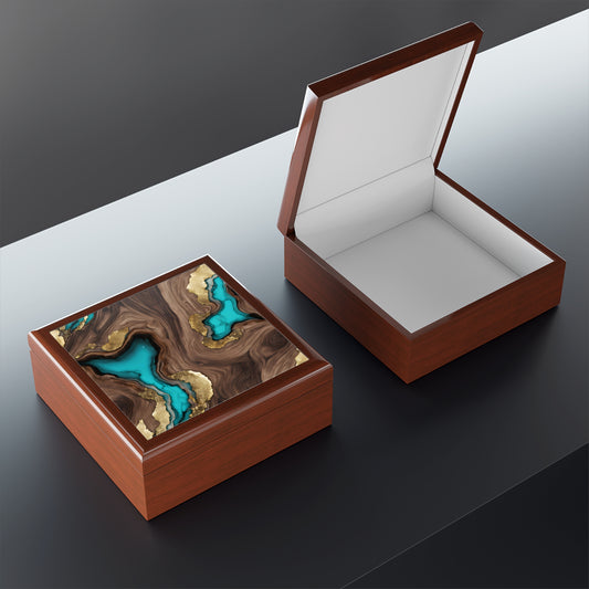 Unique Art Print Design Jewelry Box Trinket Box Bedroom Dresser Decor Vanity Gift Box - 3 colors to choose from