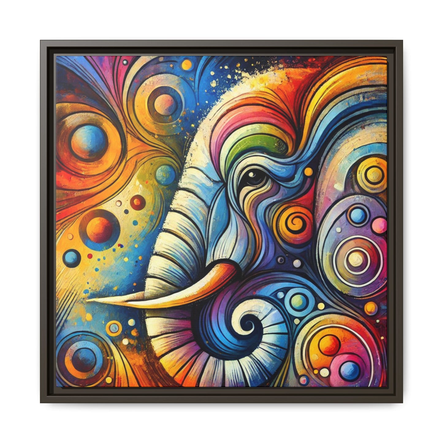 Modern Elephant Print Abstract Design Unique Framed Canvas Print African Wall Art Animal Lover Gift Nature Lover Decor 3 frame colors