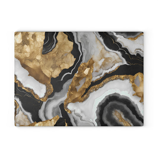 Kitchen Decor Glass Geode Agate-Themed Image Unique Rock Lover Cutting Board Serving Tray Home Cook Gift Marble-look Glass Charcuterie Board
