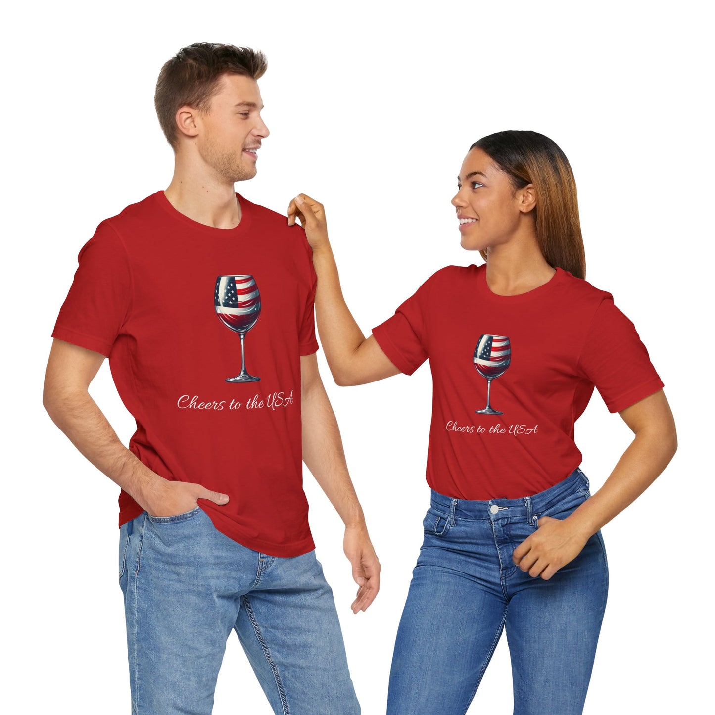 Cheers to USA T-shirt | Patriotic | USA | Wine Lovers | Unisex | Flag | Americana |