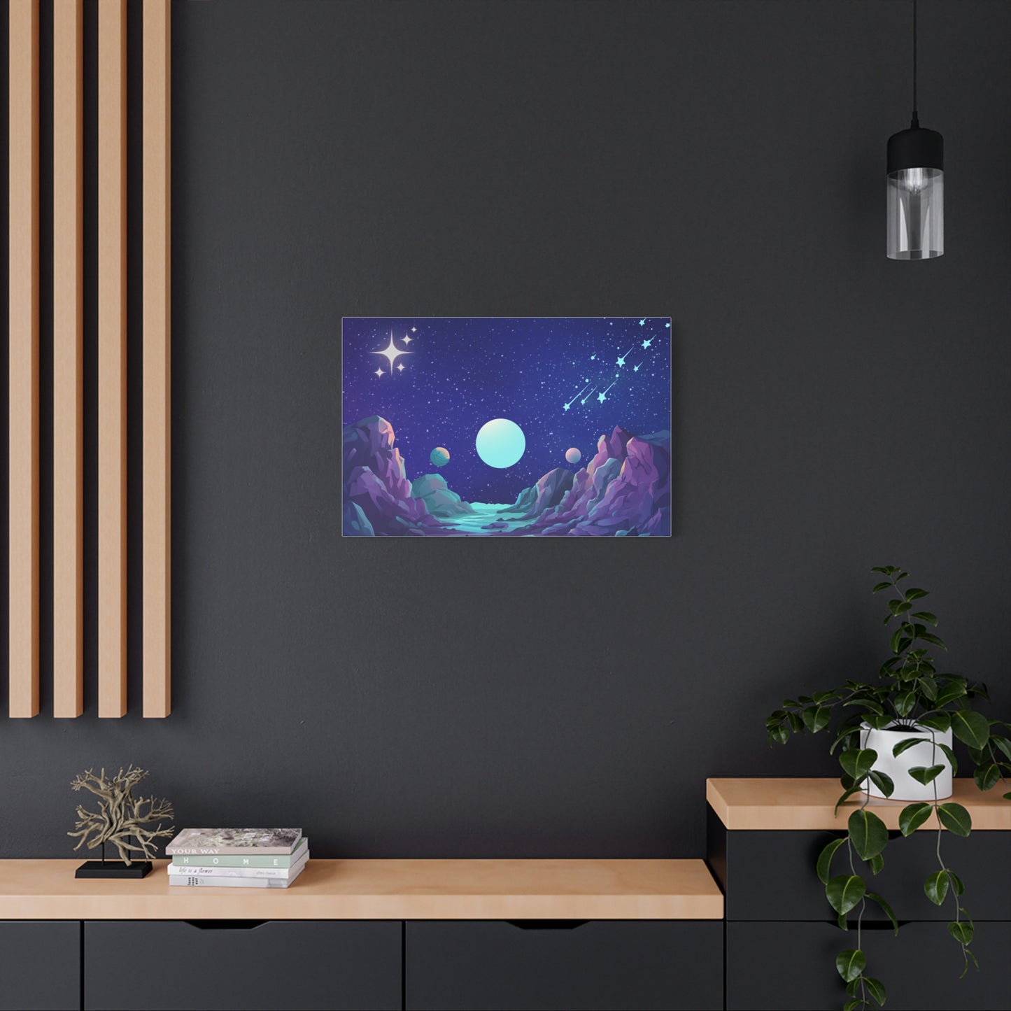 Interstellar Print Wall Art | Matte Canvas, Stretched, 1.25" | Anime | Gothic | Sci-fi | Space | Moon | Stars |