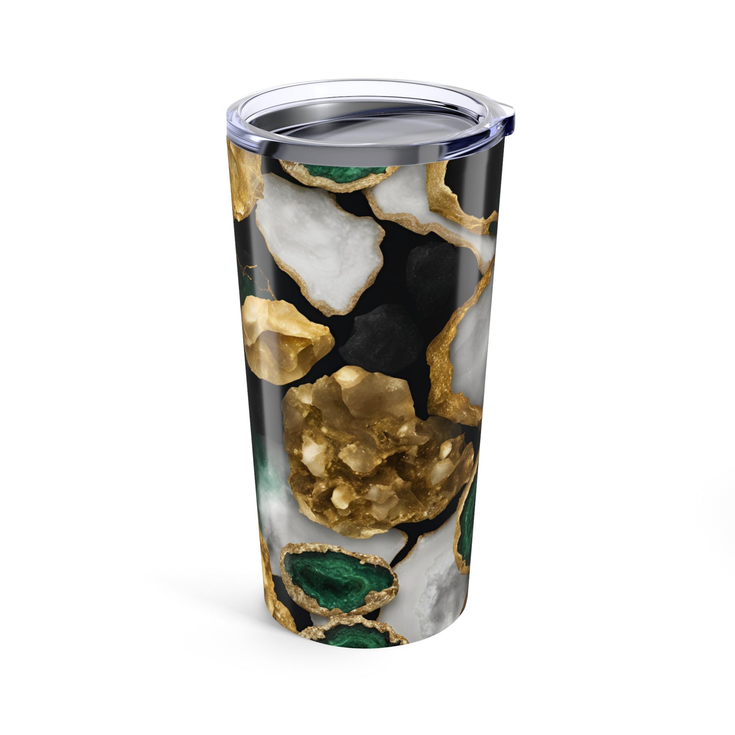 Green Amethyst Gemstone Crystal Geode Design 20 oz Tumbler Nature Lover Gift Geology Rock Lover Insulated Stainless Hot or Cold Tumbler