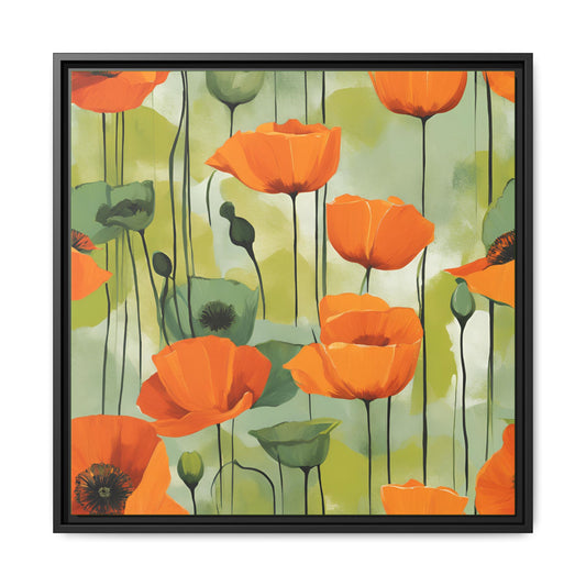 Modern Poppies Print Floral Design Unique Framed Canvas Print Wall Art Flower Lover Gift Nature Lover Gift Wildflower Decor 3 frame colors