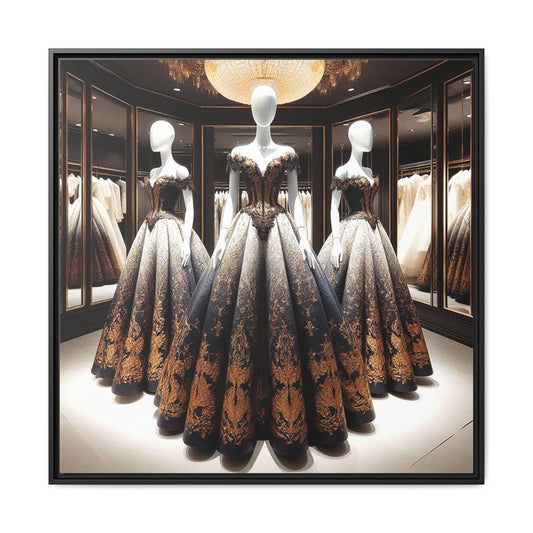 Fashion Formal Runway Dress Framed Canvas Print Wall Art Unique Fashion Designer Style Haute Couture Fashionista Gift Decor 3 Frame Colors