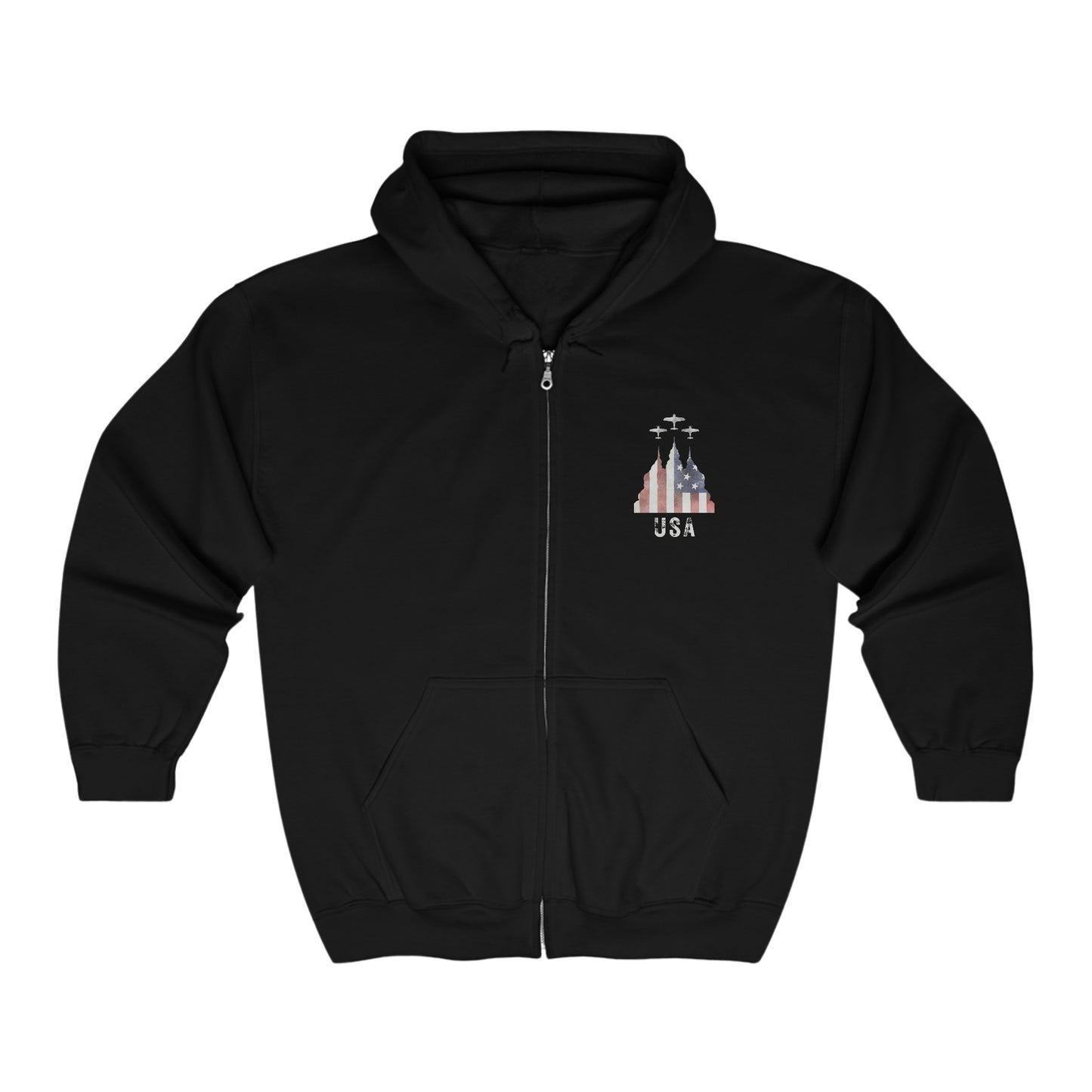 USA Flag Hoodie | Unisex | Patriotic | 4th of July | Americana | Air Force Jet Airplanes | Military |