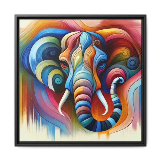 Modern Elephant Print Abstract Design Unique Framed Canvas Print African Wall Art Animal Lover Gift Nature Lover Decor 3 frame colors