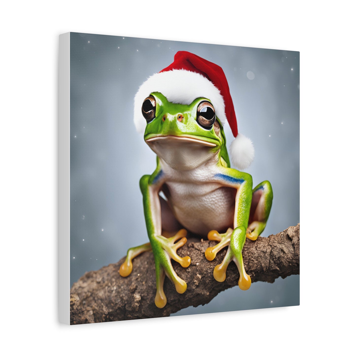 Christmas Tree Frog Print Wall Art | Matte Canvas, Stretched, 1.25" | Santa Hat | Animal Lover | Holiday Gift |