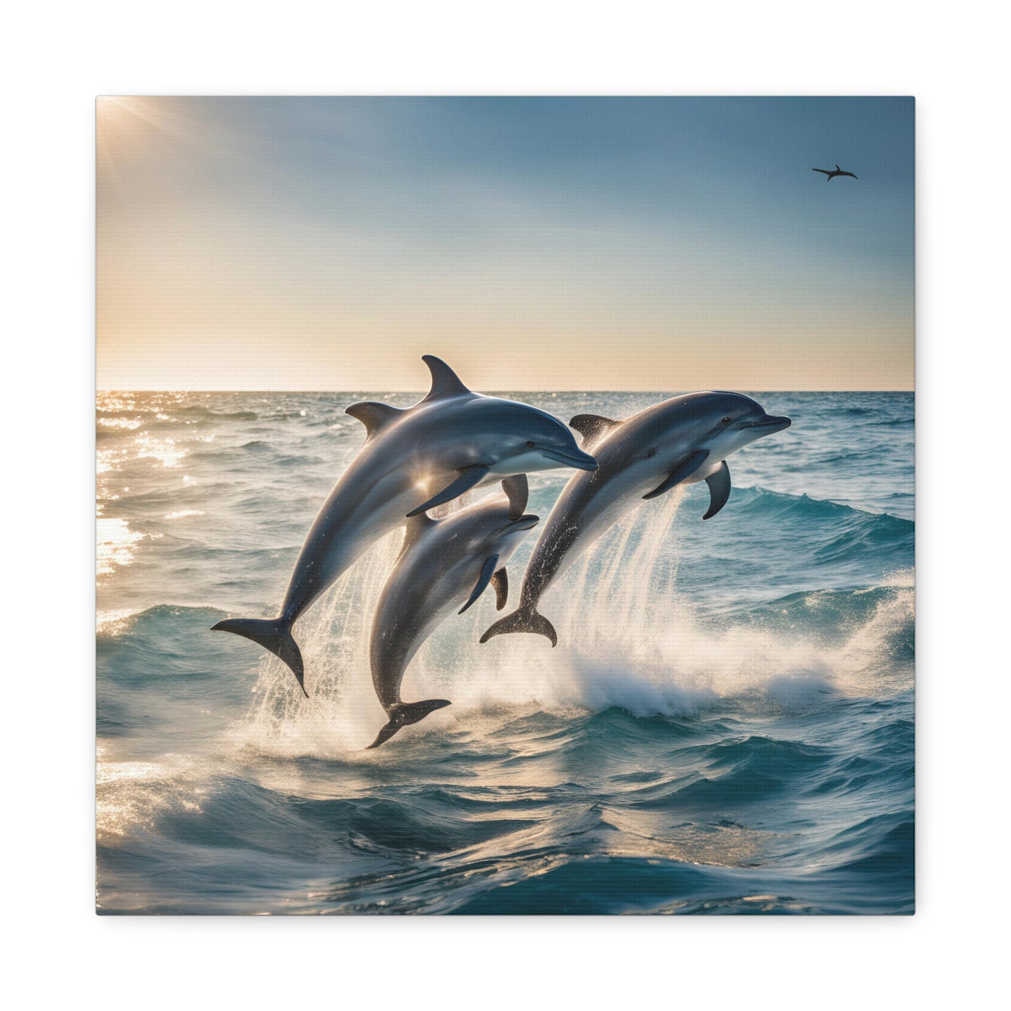 Dolphins Print Wall Art | Matte Canvas, Stretched, 1.25" | Animal Lover | Oceanic | Sea Life |