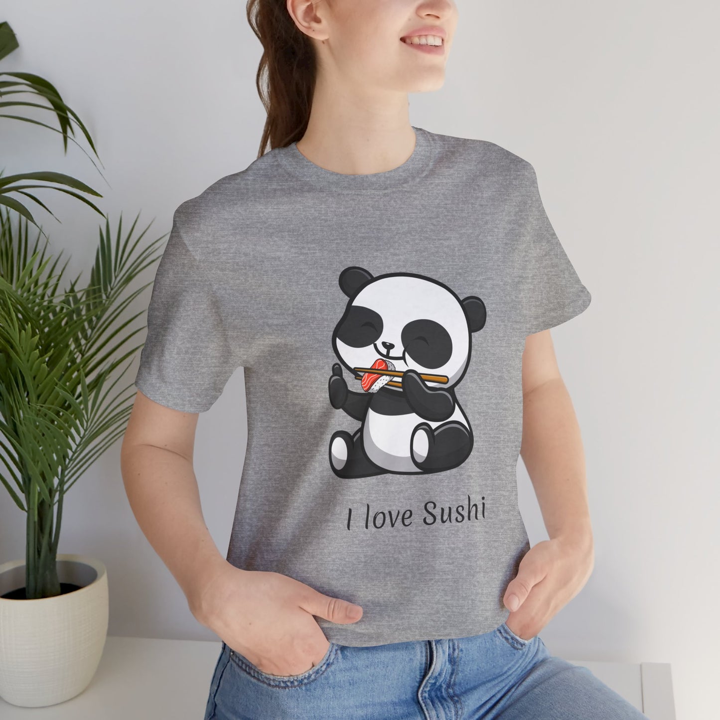 I Love Sushi T-shirt | Funny | Panda Bear | Unisex | Foodie | Culinary | Cute