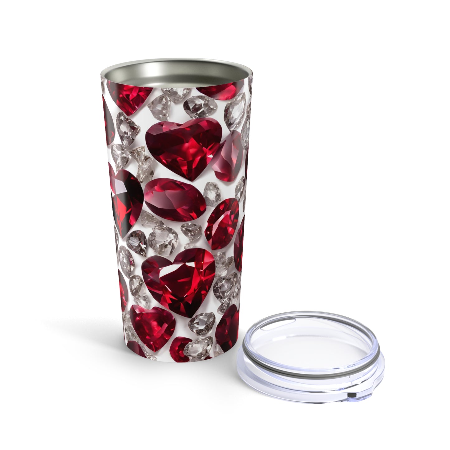 Ruby and Diamond Hearts Tumbler Valentine's Gift for Her Love Friendship Gift Tumbler Gemstone Lover Rhinestone Crystal Design Tumbler