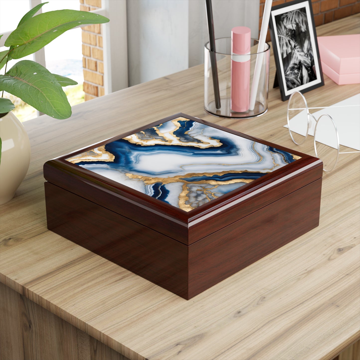 Unique Art Print Design Jewelry Box Trinket Box Bedroom Dresser Decor Vanity Gift Box - 3 colors to choose from