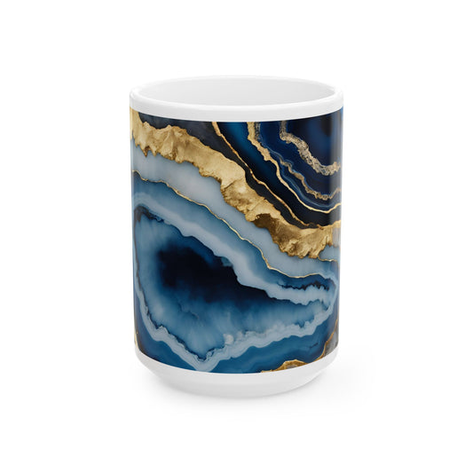 Boho Cottagecore 15-oz Ceramic Coffee Mug Quartz-Inspired Pastel Rock Lover Nature Mug Wildflower Tea Cup Flower Garden Lover Gift for Her