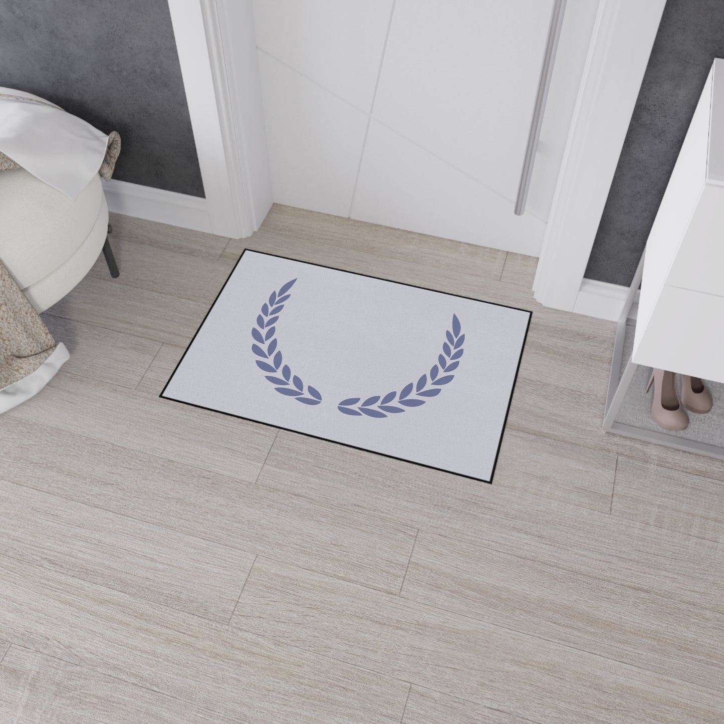 Decorative Heavy Duty Non-Slip Floor Mat Stylish Design Perfect for Entryway Kitchen Décor Grey Leaf Floral Design Rug Bathroom Mat