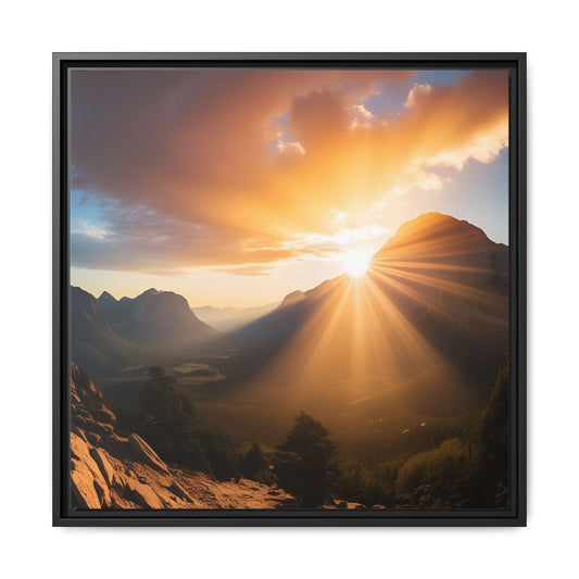 Sunrise in the Mountains Framed Canvas Wall Art Canyon Outdoors Vacation Gift Nature Lover Peaceful Zen Sunset Gift 3 frame colors