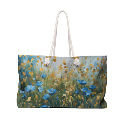 Floral Design Field of Flowers Weekender Tote Floral Grocery Wildflower Shopping Bag Cottage Core Gift Bag Boho Bag Poppy Tote Mom Gift