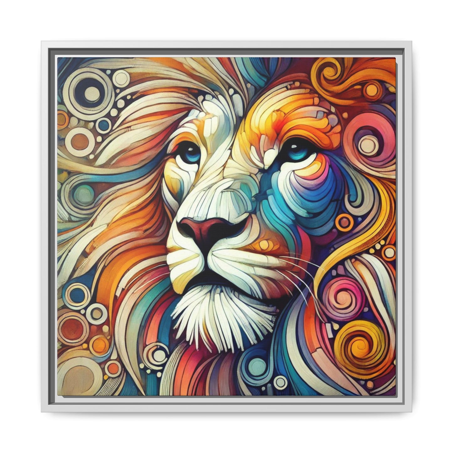 Modern Lion Print Abstract Design Unique Framed Canvas Print King of Jungle Wall Art Animal Lover Gift Nature Lover Decor 3 frame colors