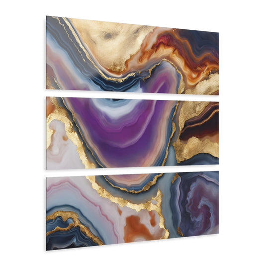 Stunning Agate Design Triptych Acrylic Print Wall Art Nature Lover Gift Geology Rock Lover Gift