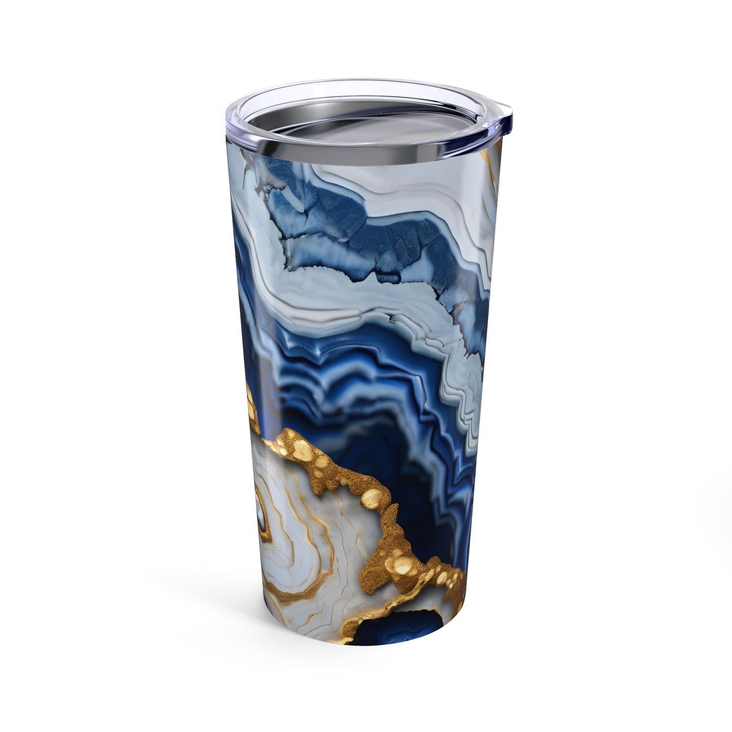 Blue, White and Gold Geode Design 20 oz Tumbler Nature Lover Gift Geology Rock Lover Insulated Stainless Hot or Cold Marble Design Tumbler