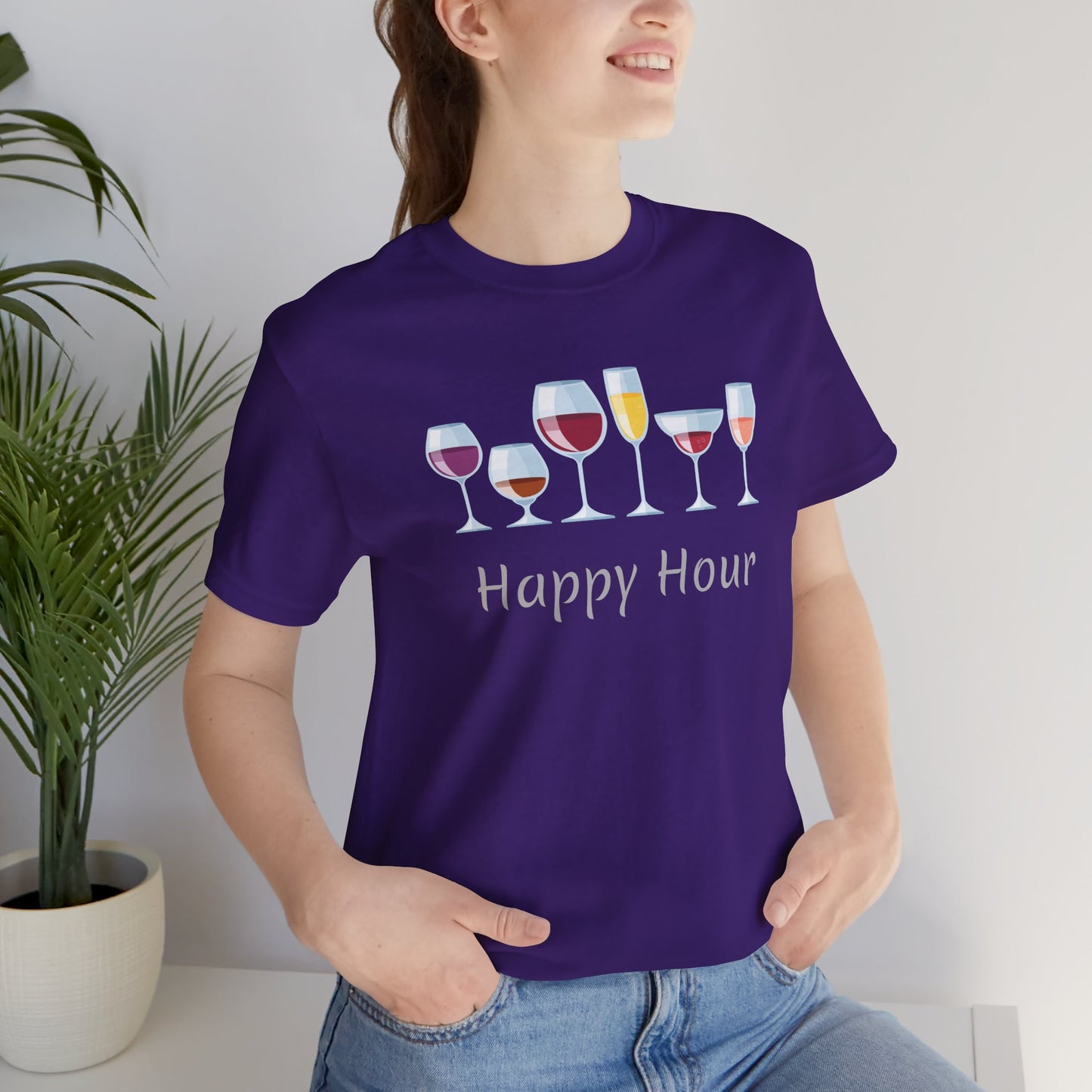 Happy Hour Unisex Funny Alcohol T-Shirt Bar Humor Gift Alcohol Quote Shirt