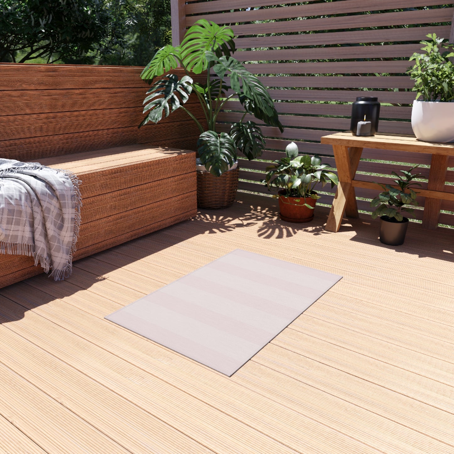 Pastel Pink Chenille Outdoor Rug with No-Skid Backing Cozy Outdoor Carpet Patio Decor Gazebo Rug Pool Area Decor Outdoor Kitchen Carpet