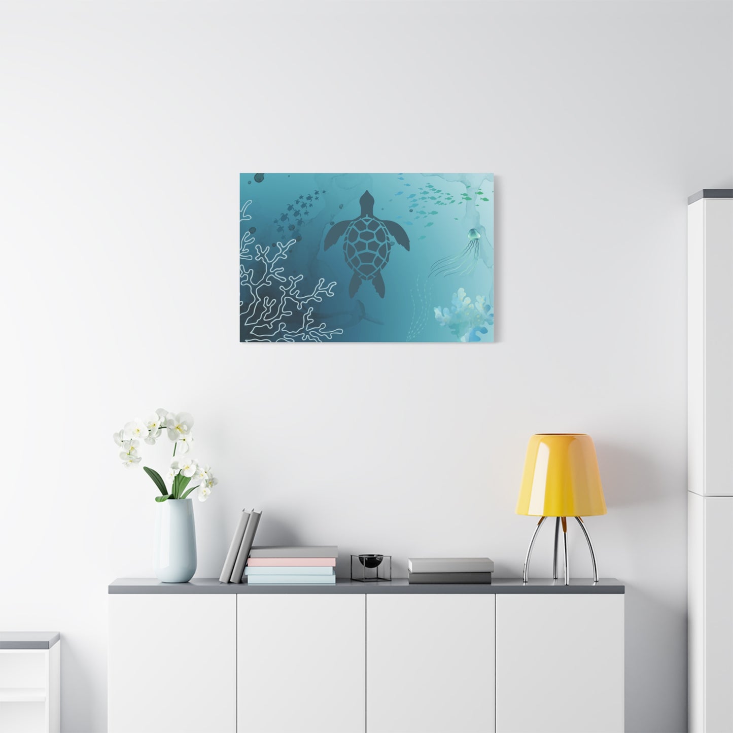 Sea Turtle Print Wall Art | Matte Canvas, Stretched, 1.25" | Oceanic | Artwork | Underwater | Animal Lover |