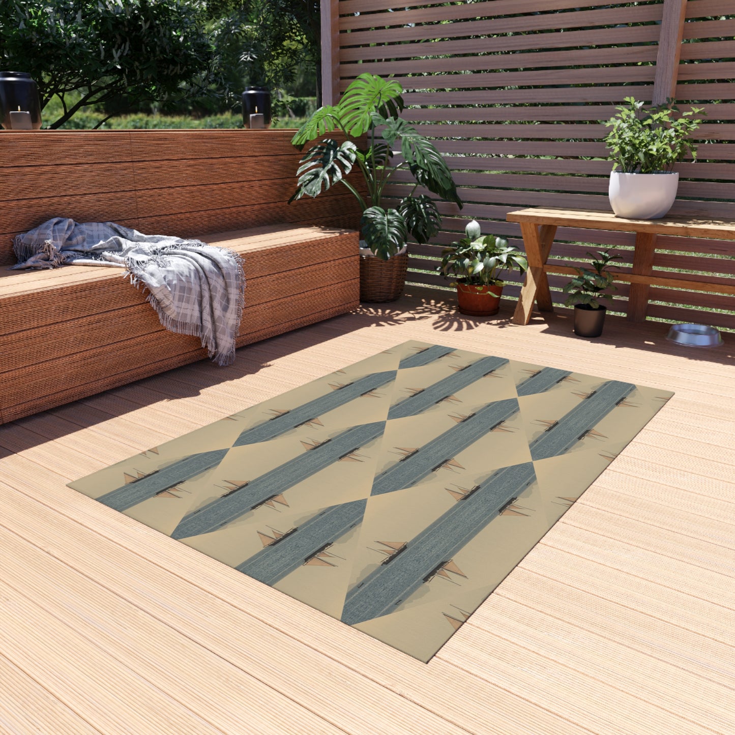 Sailboat Design Chenille Outdoor Rug with No-Skid Backing Cozy Outdoor Patio Carpet Oceanic Decor Gazebo Rug Pool Area Decor Kitchen Carpet