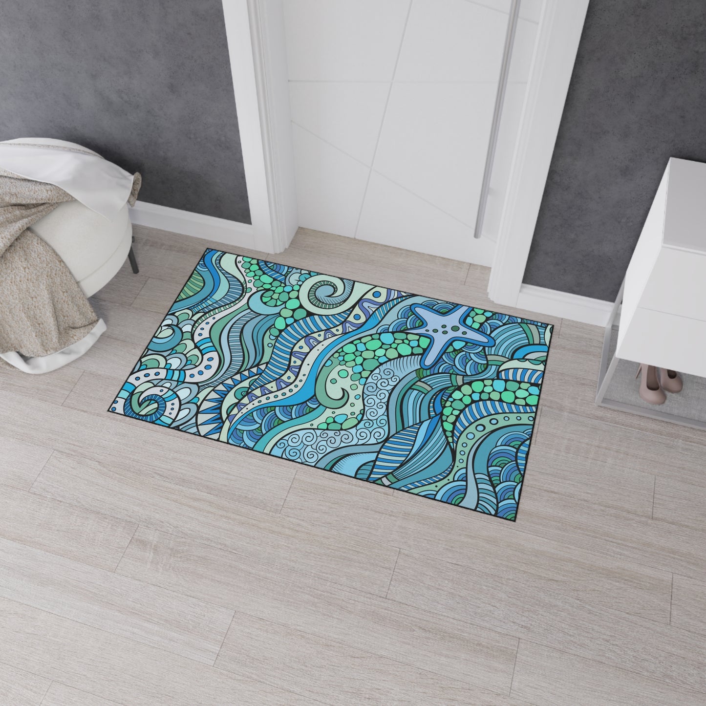 Decorative Heavy Duty Non-Slip Floor Mat Stylish Design Perfect for Entryway Kitchen Décor Garage Rug Coffee Bar Bathroom Floor Door Mat