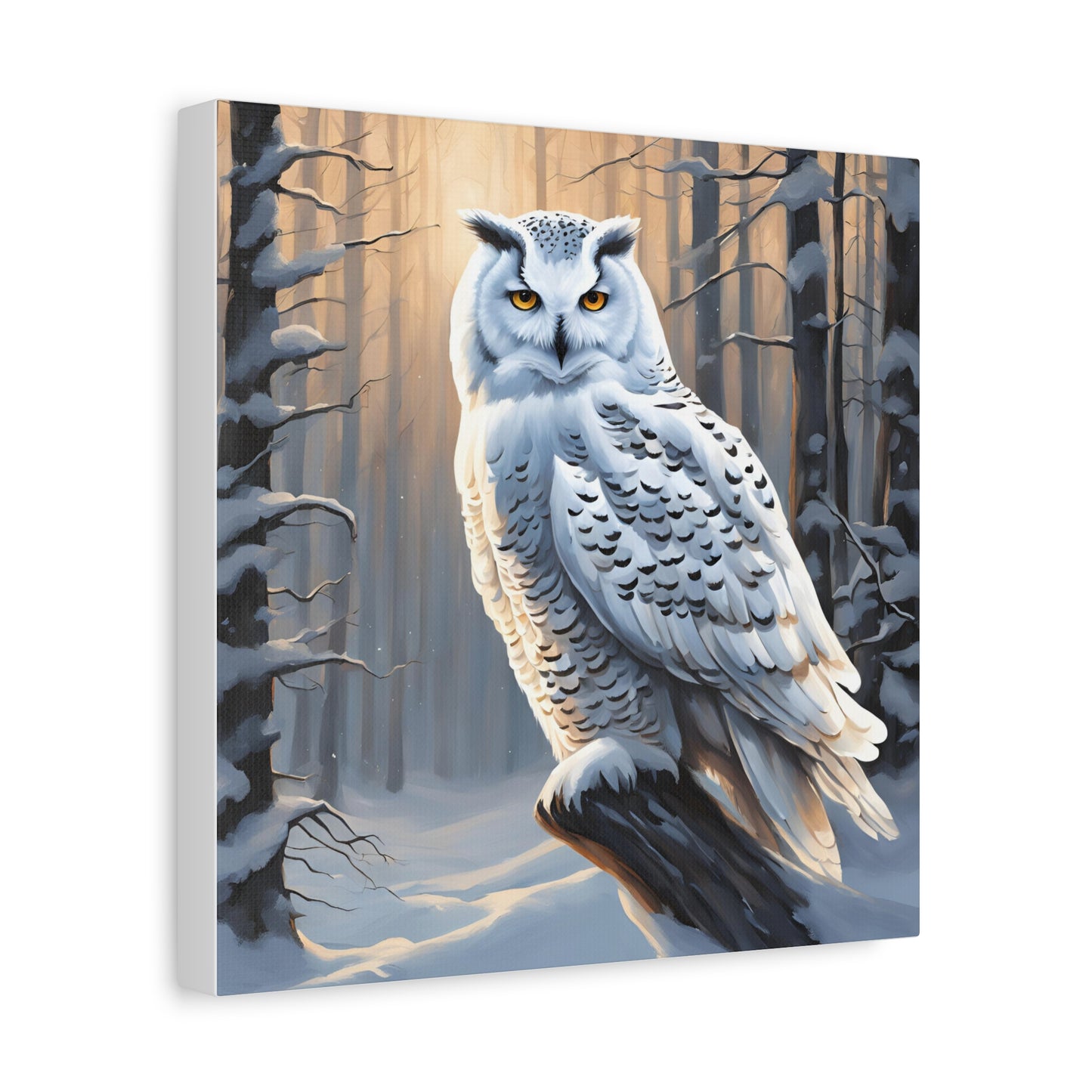 Snowy Owl Print Wall Art | Matte Canvas, Stretched, 1.25" | Animal Lover | Winter | White Owl |