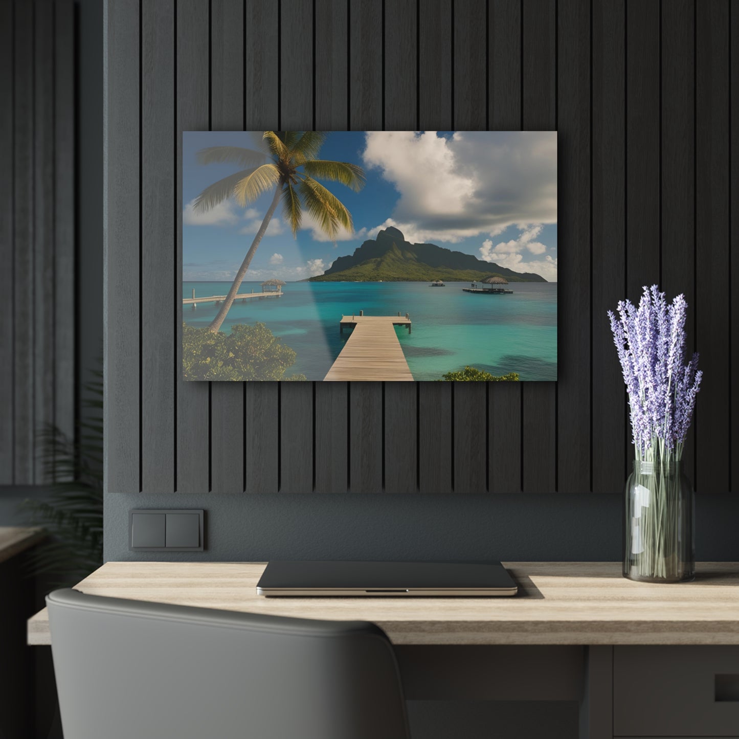 Large Tropical Ocean Vacation Acrylic Print with French Cleat Mountain Life Wall Art Outdoors Gift Beachy Nature Artwork Modern Home Decor
