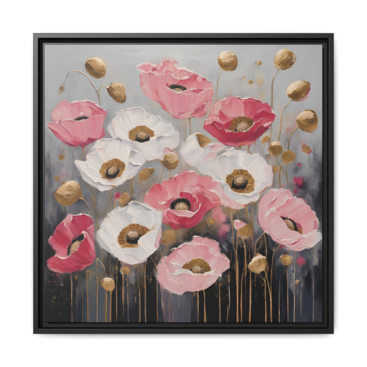 Modern Poppies Print Floral Design Unique Framed Canvas Print Wall Art Flower Lover Gift Nature Lover Gift Wildflower Decor 3 frame colors