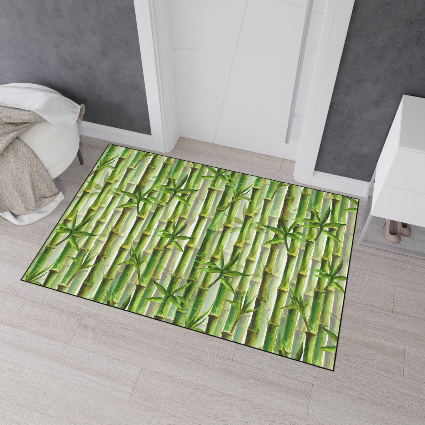 Decorative Heavy Duty Non-Slip Floor Mat Stylish Design Perfect for Entryway Kitchen Décor Beachy Rug Tropical Bamboo-look Bathroom Door Mat