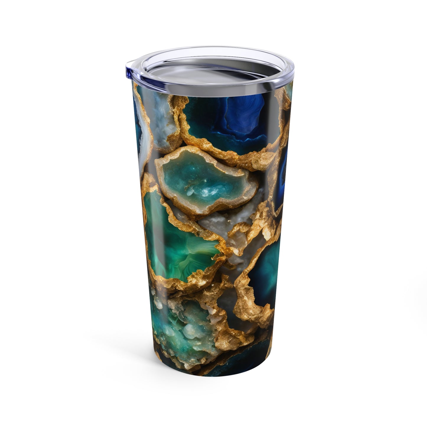Blue and Green Amethyst Crystal Geode Design 20 oz Tumbler Nature Lover Gift Geology Rock Lover Insulated Stainless Hot or Cold Tumbler