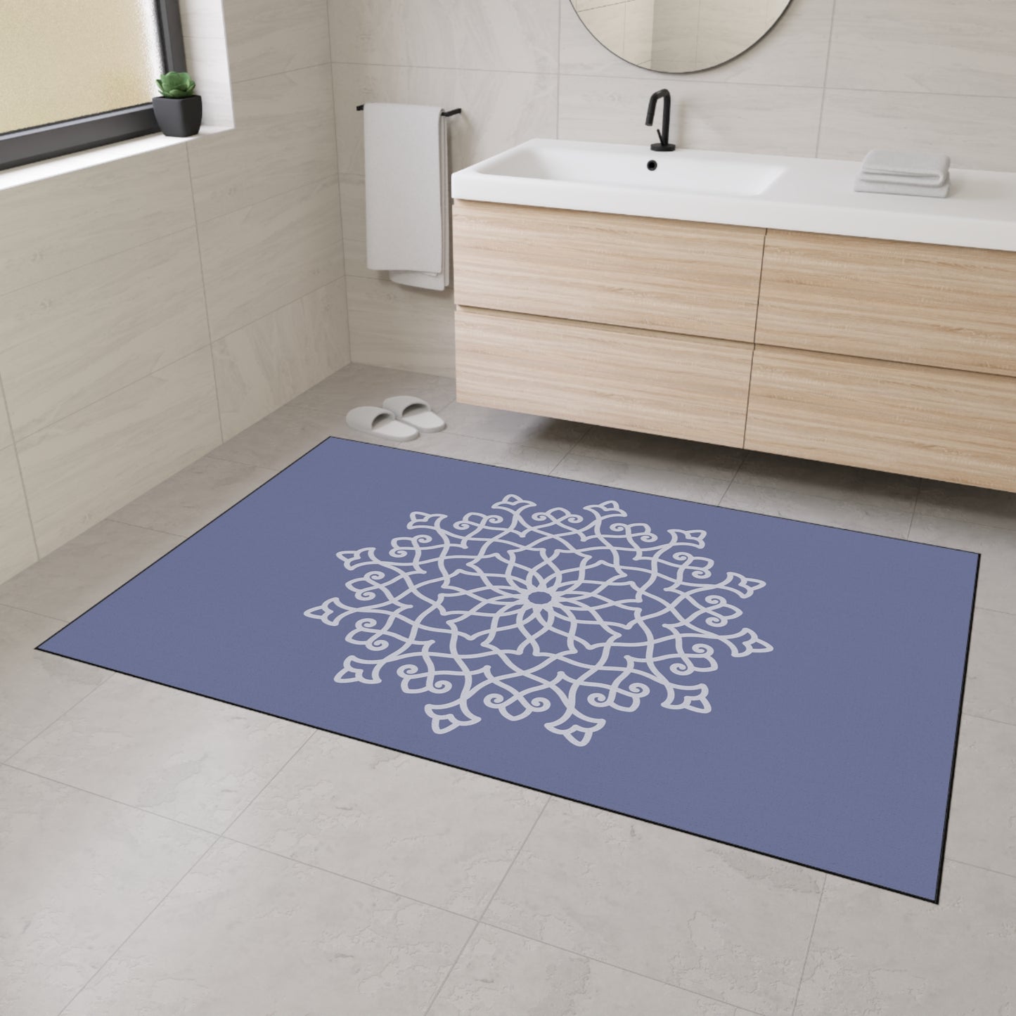Decorative Heavy Duty Non-Slip Floor Mat Stylish Design Perfect for Entryway Kitchen Décor Grey Floral Geometric Design Rug Bathroom Mat