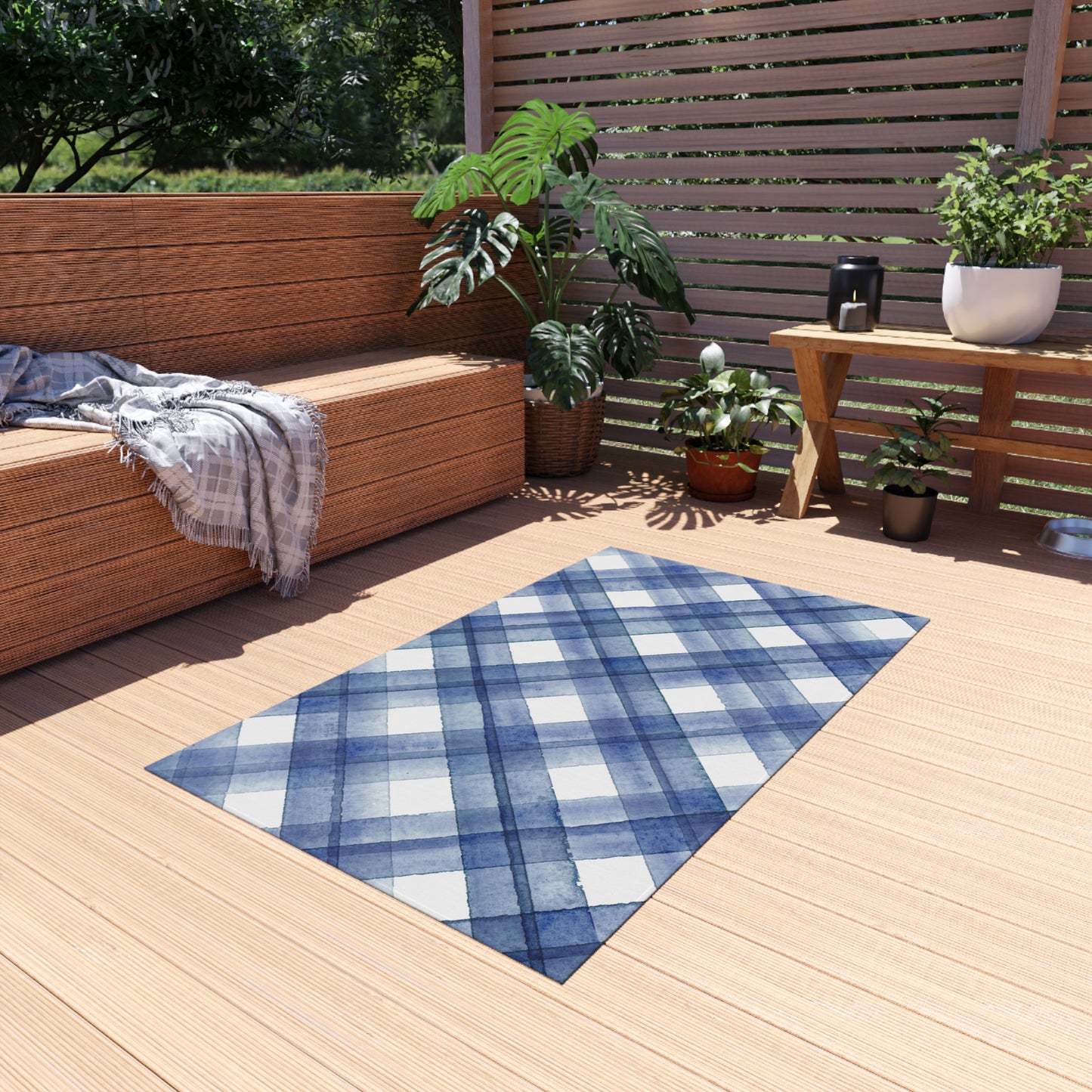 Striped Chenille Outdoor Rug with No-Skid Backing Cozy Outdoor Carpet Patio Decor Gazebo Rug Pool Area Decor Outdoor Kitchen Carpet