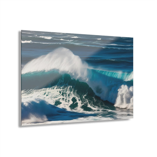 Large Ocean Waves Acrylic Print with French Cleat Sea Life Wall Art Outdoors Gift Beachy Nature Relaxing Artwork Modern Home Decor