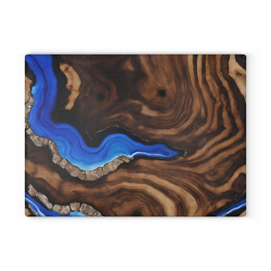 Kitchen Decor Glass Wood-look Image Nature Lover Cutting Board Serving Tray Home Cook Gift Colorful Glass Geode-inspired Charcuterie Board