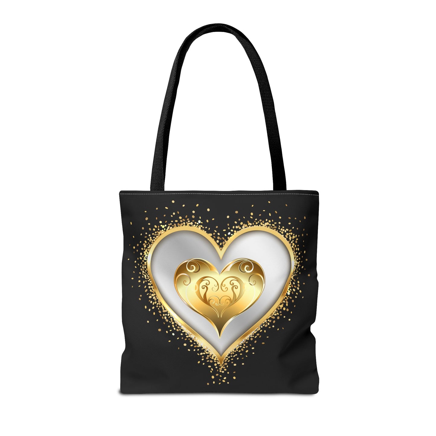 Heart Tote Bag | Carryall | Gold & Silver | Love | Happiness | Friendship |