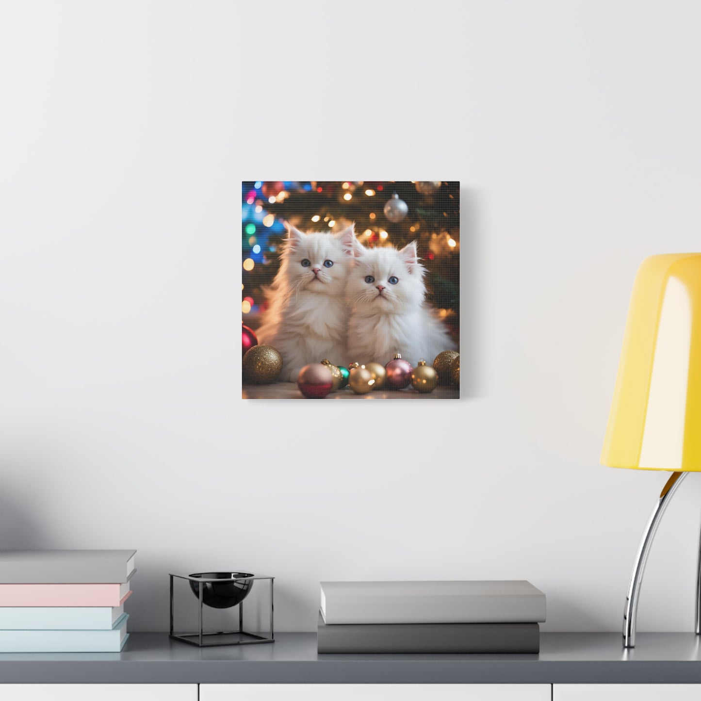 Christmas Kittens Print Wall Art | Matte Canvas, Stretched, 1.25" | Animal Lover | Holiday Gift |