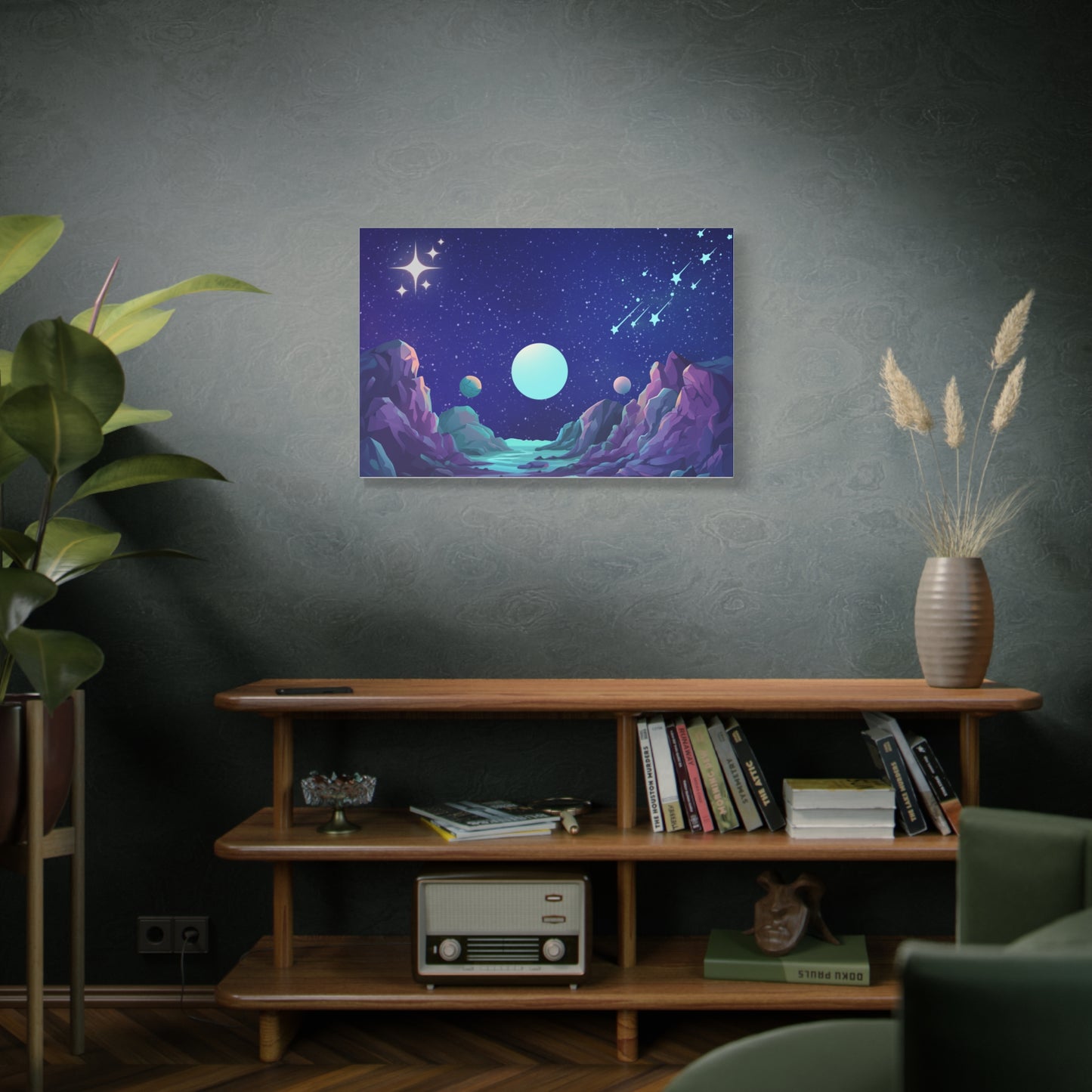 Interstellar Print Wall Art | Matte Canvas, Stretched, 1.25" | Anime | Gothic | Sci-fi | Space | Moon | Stars |