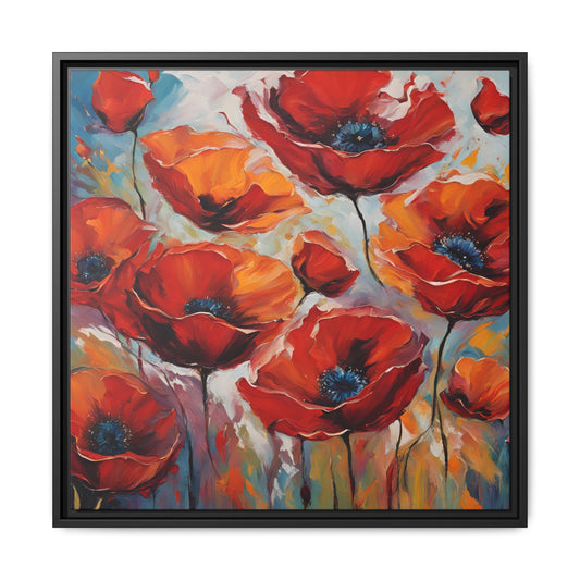Modern Red Poppies Floral Design Unique Framed Canvas Print Wall Art Flower Lover Gift Nature Lover Gift Wildflower Decor 3 frame colors